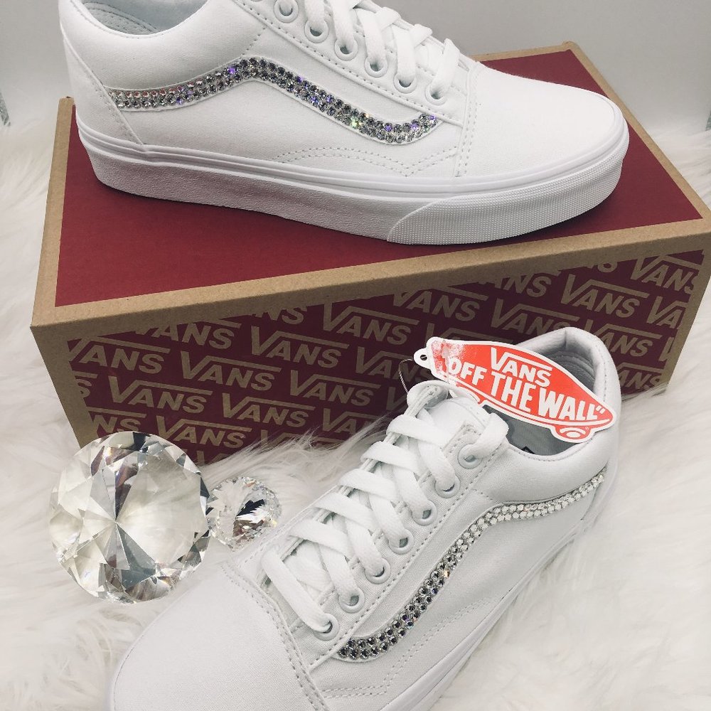 Swarovski Bling Vans Old Skool White